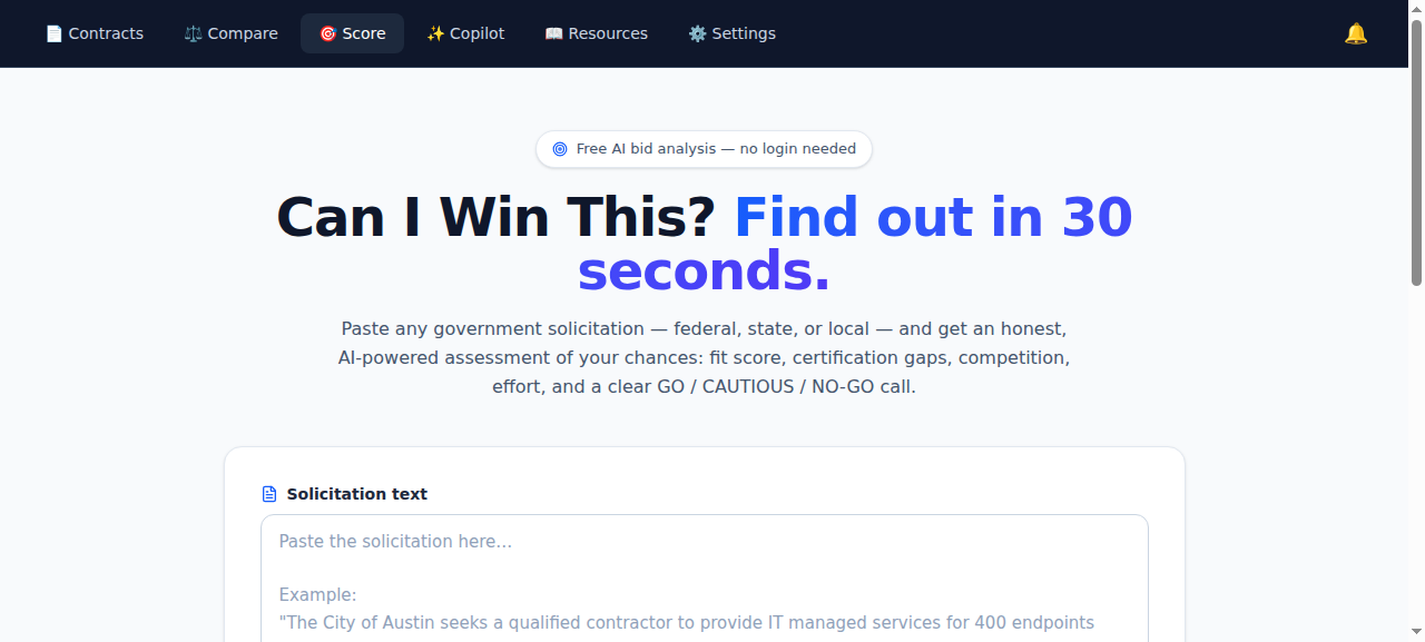 Can I Win This? — Contrax solicitation scoring tool